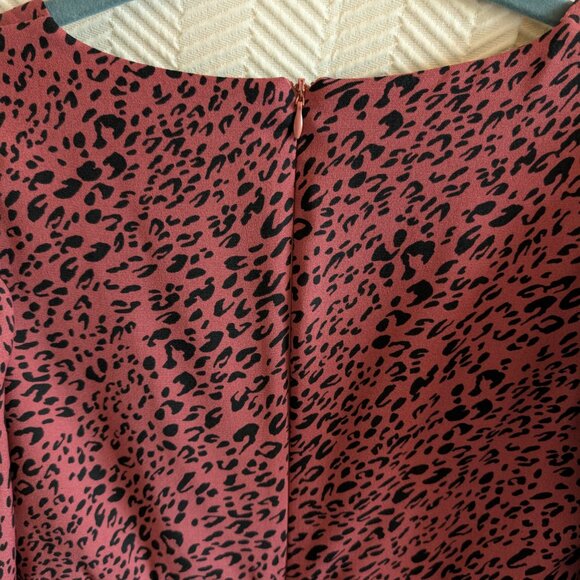 Zara Pink & Black Animal Print Draped Ruched Mini Dress Medium - Picture 13 of 14
